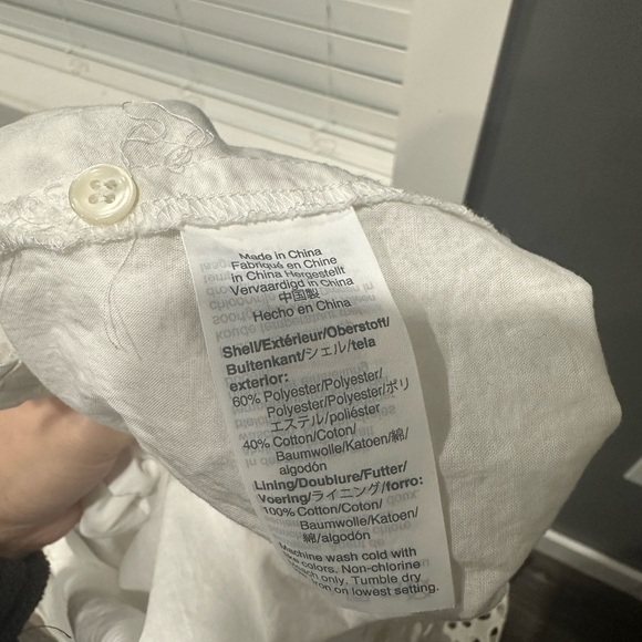 J. Crew Dress XS White Eyelet Tiered V-Neck Long Sleeve Knee Length A-Line - Picture 6 of 6